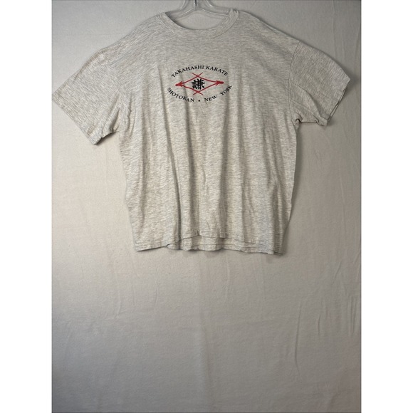 New York Shotokan Karate Men L Tee T Shirt White/grey K1169 - Picture 1 of 11